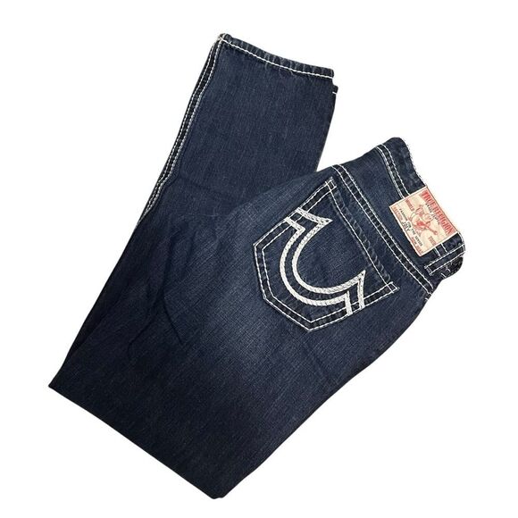 True Religion Joey Low Rise Straight Leg Dark Wash Jeans Size 32 - Picture 1 of 7